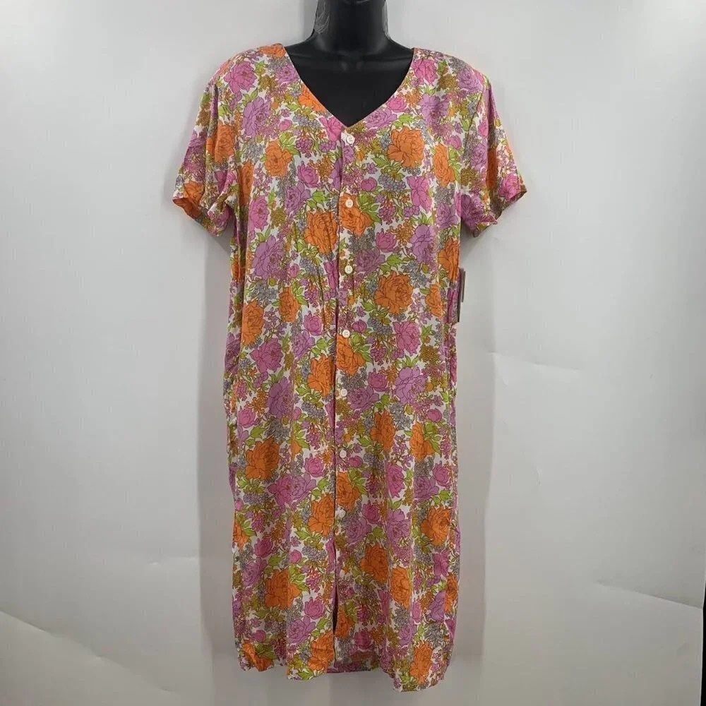 BP Be Proud‎ By Retro Flower Print Gender Inclusive Dress Pink Floral SZ XS NWT